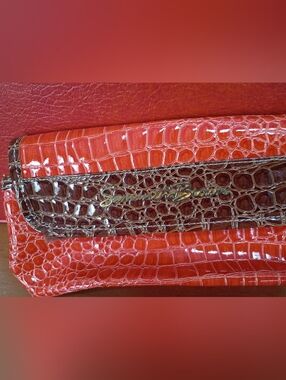 Samantha Brown Orange And Brown Croc Toiletries/Make Up Bag